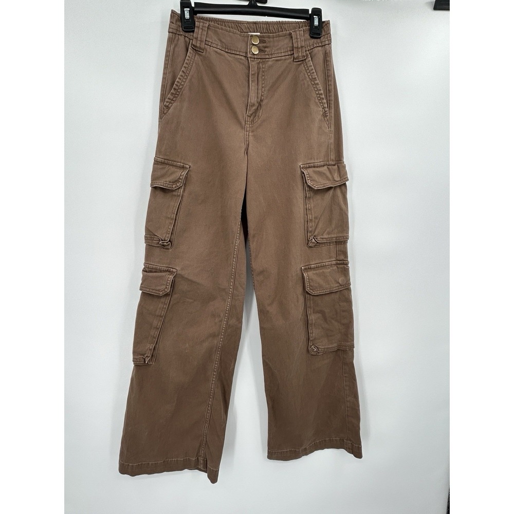 Arizona Jean Co Womens Y2K Wide Leg Cargo Pants Sz 1 Utility Multi Pocket Grunge